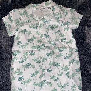 Boys tropical palm tree short sleeve jumpsuit